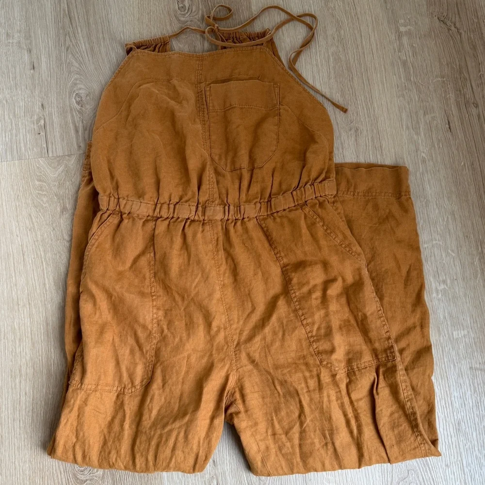Everlane The Linen Shoestring Jumpsuit Tawny Brown 100% Linen Size S